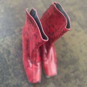 Stewart Weitzman red suede snakeskin booties Size 8